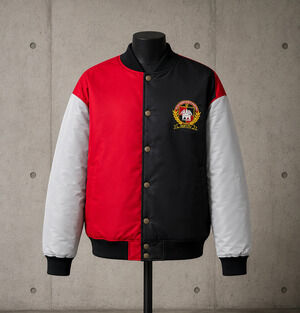 NWT Born Fly Mens 2XL Satin Varsity Bomber Jacket Red Black White Embroidered